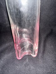 13” Happy Cat Mosell? Pink Gradient Wine Bottle Flower Vase Clear EUC No Label