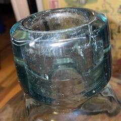 VTG HUGE 1936 Carboy 12 Gal. Bottle Jug DemiJohn 26” Aqua Hand Blown Glass RARE!