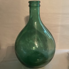 Vintage Large Italian Green Glass Demijohn (Dame Jeanne) Bottle 13-1/2”T 8-1/2”W