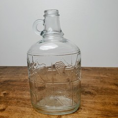 Vintage Ball Embossed Glass Wine Decanter Half Gallon Bottle Grape Design Jar