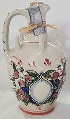 Vtg Rare Handpainted Italian Liqouri Bottle Olive Branches Spikes Signed W/Tag