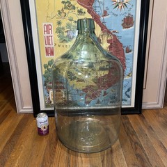 VTG HUGE 1936 Carboy 12 Gal. Bottle Jug DemiJohn 26” Aqua Hand Blown Glass RARE!