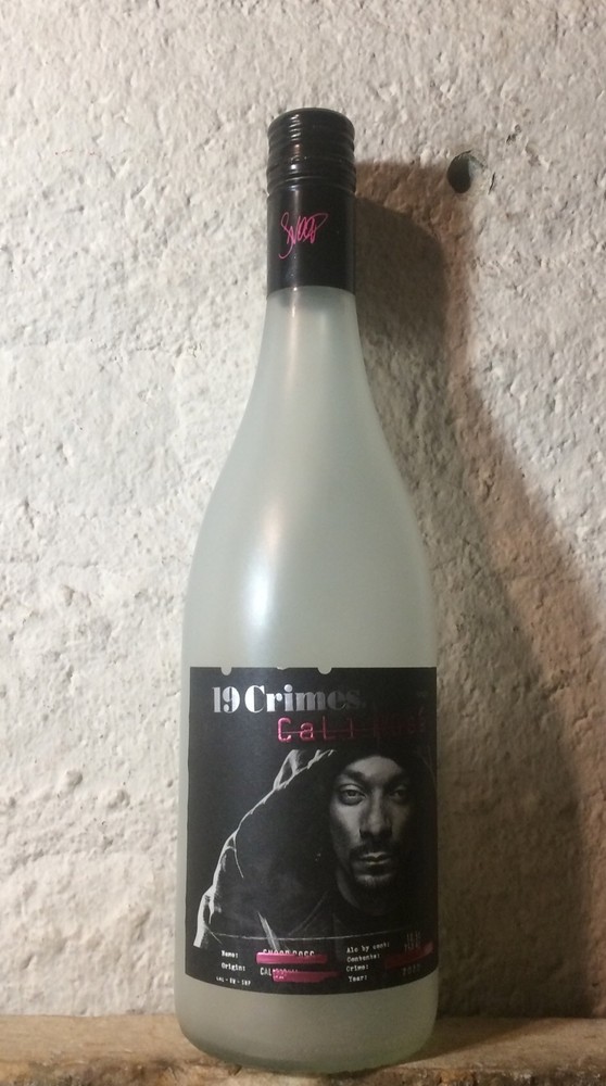 19 Crimes SNOOP DOGG Cali Rose Empty Frosted Wine Bottle Limited Release Crafts