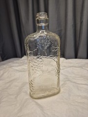 Vintage Ball Glass Wine Bottle #70016 w Grape Vine design RARE Pint size