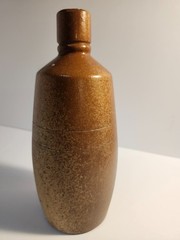 Vintage JM Da Fonseca Secla Portugal Pottery Liquor Bottle Brown Ceramic Vase