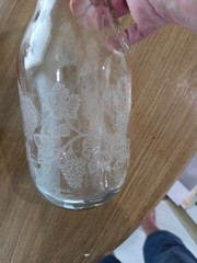 2 Vintage Paul Masson carafes/ 1 etched/1 plain marked since 1852