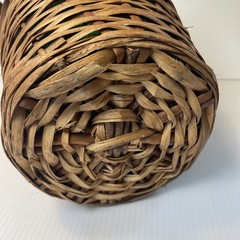 Vtg Wicker Wrapped Demijohn De Muller Spain Green Glass Wine Bottle 13” h x 9” w