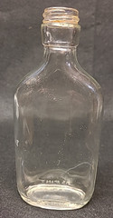Vintage 2/5 Pint Wine Flask Bottle, Unmarked, 6.75&Prime; Clear, Screw Top