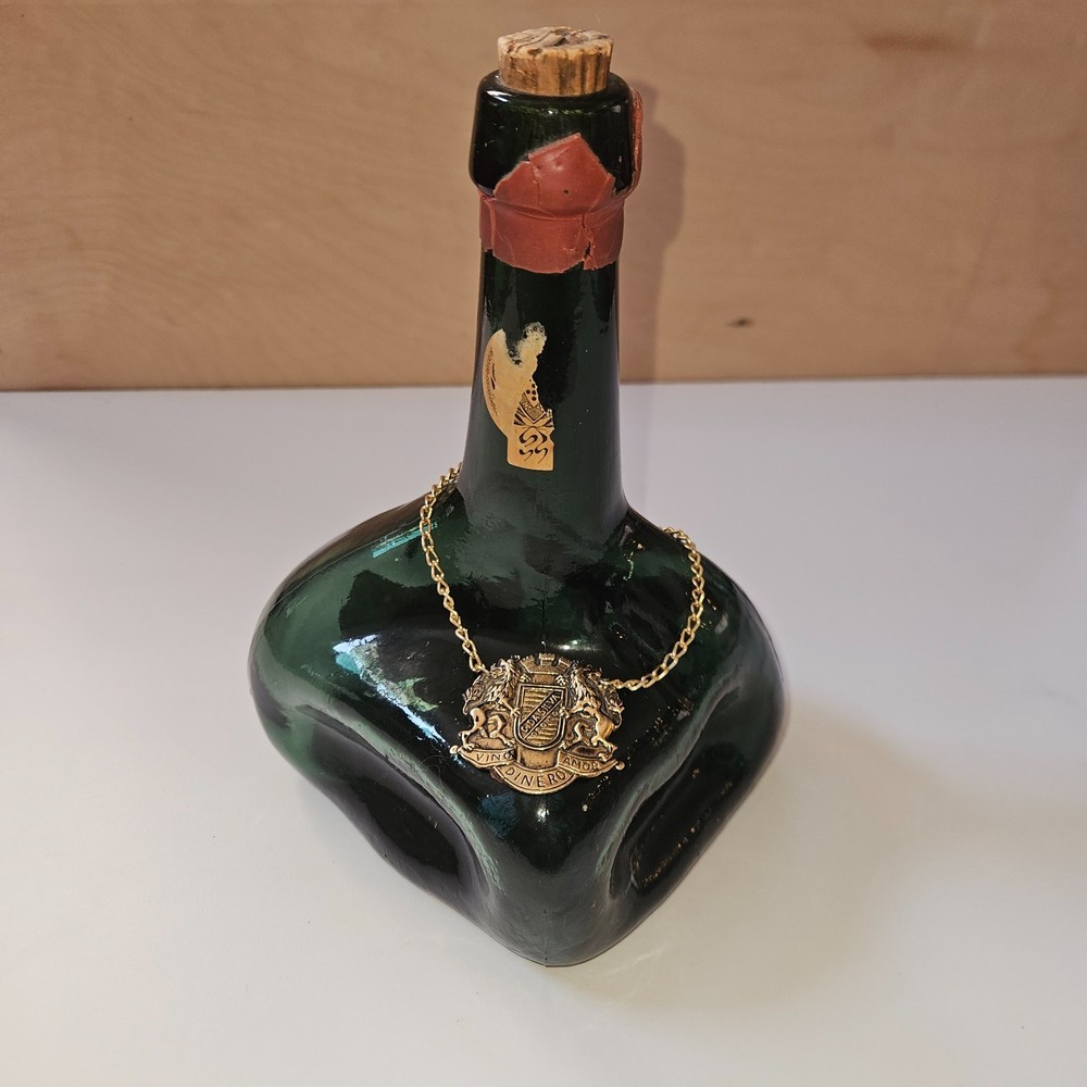 Vintage Vino Dinero Amor C DA SILVE Hand Blown Glass Wine Bottle