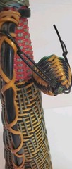 Wicker Scoubidou Wrapped Wine Bottle Boho Barware Mid Century Spain 15.5&Prime; Tall