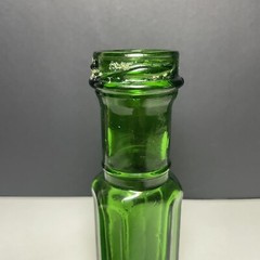 Vintage Emerald Green Glass Long Neck Bottle Square Base 6”