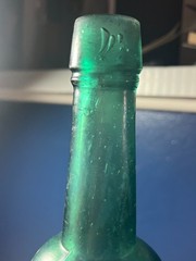 Vtg. Emerald Green Peppersauce Bottle Embossed JPS Ht: 9&Prime; Cir: 2 1/2&Prime;