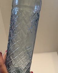 Lt. Blue Wine Bottle w/ Diamond Design-Hand Made In SPAIN—Recycled Glass-11.75&Prime;H