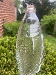Vintage Fish Shaped Glass Decanter Italian Wine Bottle With Cork . Never USED