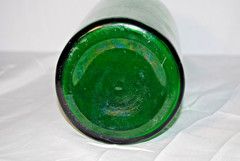 Vintage 14.5&Prime; Emerald Green Glass Bottle Large Magnum Wine Cider Blob Top Decor