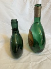 Vintage Mateus Rosé Portugal Green Glass Wine Bottles Set 2 Labels Display