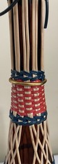 Vintage Plastic Wicker Wrap’d Wine Amber Bottle lid, handle,excellent condition