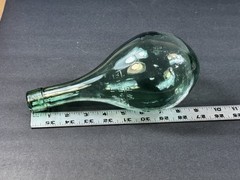 Vintage E.F. Vino D’Italia VCP Green Glass Wine Bottle Round Bottom Italian