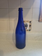 Cobalt Blue 11.5&Prime;×3.25&Prime; Long Neck Hand Blown Glass Decorative Wine Bottle NEW