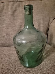 Vtg VIRESA Green Blue 10&Prime; Wine Jug Viresa Glass Bottle Carbon Demijohn Terrarium