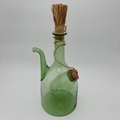 Vintage Wine Decanter Italian Demijohn Green Glass w/ Plugs and Ice Chamber