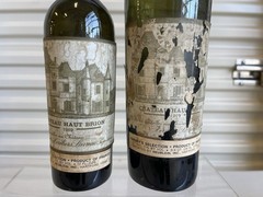 RARE Lot Of 2 Vintage 1919 Chateau Haut Brion Blob Top 12oz & 24oz Bottles Wine