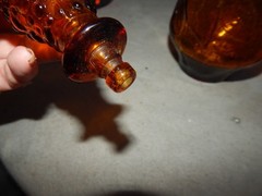 Vintage Brown? Glass Flower Genie Bottle Wine Bottle Decanter Italy Estate Find
