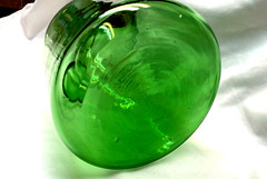 Vintage Hand Blown Green Glass Wine Decanter With Ice Chamber