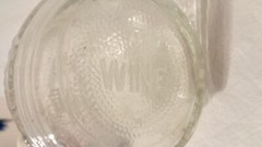 VINTAGE CLEAR GLASS WINE DECANTER BOTTLE EMBOSSED GRAPES LEAVES VINES 4/5 QUART