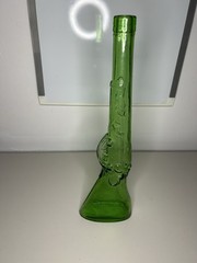 Vintage 60s Green Napoli 16” Rifle Glass Wine Decanter Bar Display