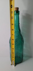 Vintage Teal Glass Bottle 11.25&Prime;H Grape Motif Spanish Glass Wine Carafe Canada