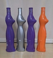 4 – Happy Cat Rheinhessen Riesling Wine Bottles Vases Lot Set Multi-color