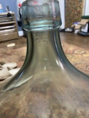 Huge Vtg Demijohn Jug Green Glass Italian Wine Bottle Mid Century MCM Carboy 20”