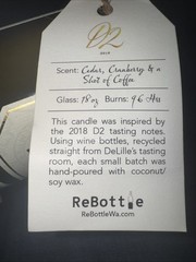 DeLille Cellars D2 2018 ReBottle Wine Bottle Candle 18oz New NOS