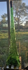 VTG 32&Prime; GREEN GLASS CHIANTI ITALY BOTTLE KNEELING WOMAN
