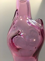 Pink Glass Cat Shaped Wine Bottle Empty 2006