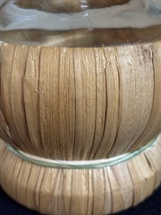 Empty Bottaro Spiral Glass Wine Bottle Italy 15.5” With Raffia wrap