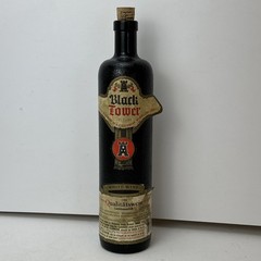 Vintage 1984 Black Tower German White Wine Empty Bottle 750 ml Crock Style