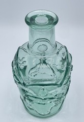 Vintage pressed green glass wine bottle, Embossed seal, Unique Shape, Canada