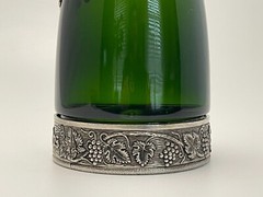 Vintage Segura Viudas Empty Green Empty Wine Bottle Pewter Vines Grapes & Base.