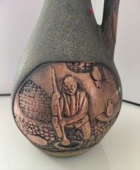 Georgian Ceramic Clay Wine Bottle/Decanter Vessel-3D Design with Handle