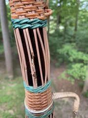 MCM Woven Wicker Wine Bottle Metal Handle
