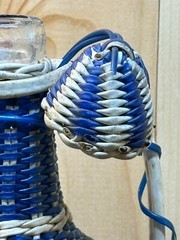 Vintage Blue Woven Wine Bottle Jug with Lid Wrapped-Albania
