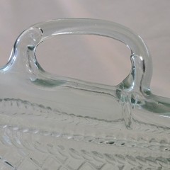 Glass Wine Bottle Handled Decantor Weave Pattern with Cork Unbranded Vintage