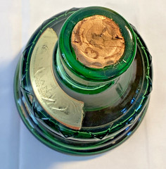 Vintage Rare Chianti Wine Bottle Decanter Lantern Oil Lamp Amber Green Glass 15&Prime;