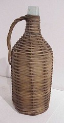 VINTAGE 13 1/2&Prime; X 6&Prime; WOVEN RATTAN WICKER COVER DEMIJOHN ITALIAN WINE BOTTLE