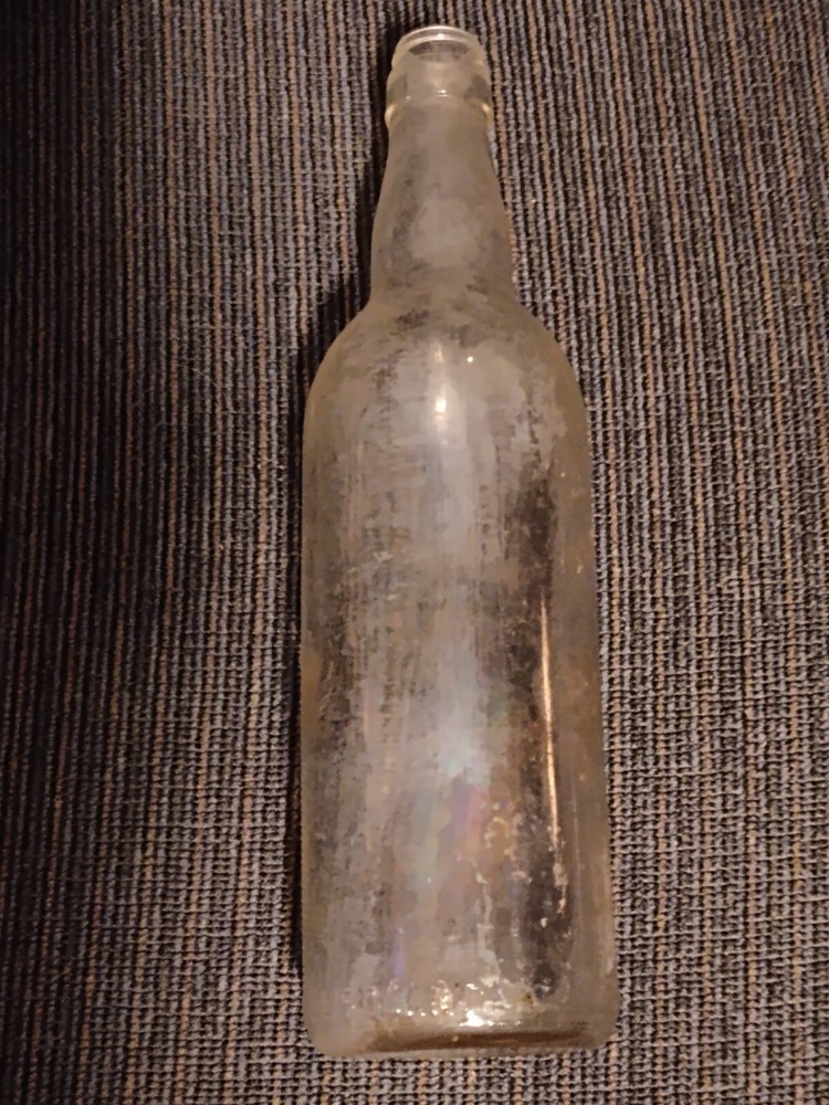 Vintage Clear Glass Empty F.G. Wine Bottle 4/5 Quart Used