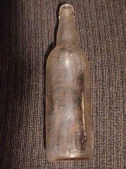 Vintage Clear Glass Empty F.G. Wine Bottle 4/5 Quart Used