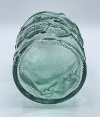 Vintage pressed green glass wine bottle, Embossed seal, Unique Shape, Canada