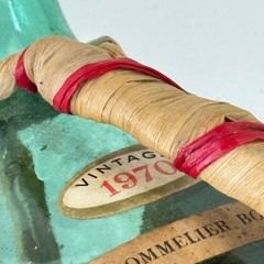 Vintage 1970 Chianti Fiasco Straw Empty Bottle Wrapped Italy 1 Qt Decor 11&Prime; Aqua